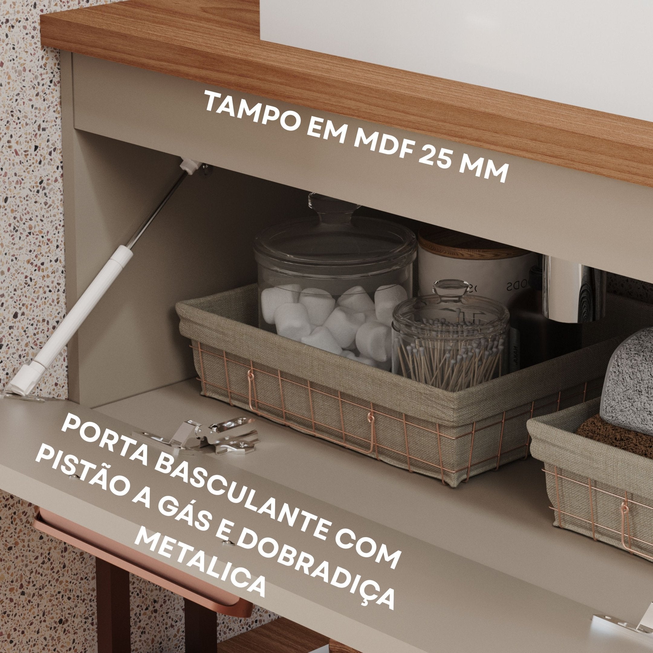 Gabinete Suspenso com Cuba 60cm Mari Espresso Móveis Bege/Cappuccino
