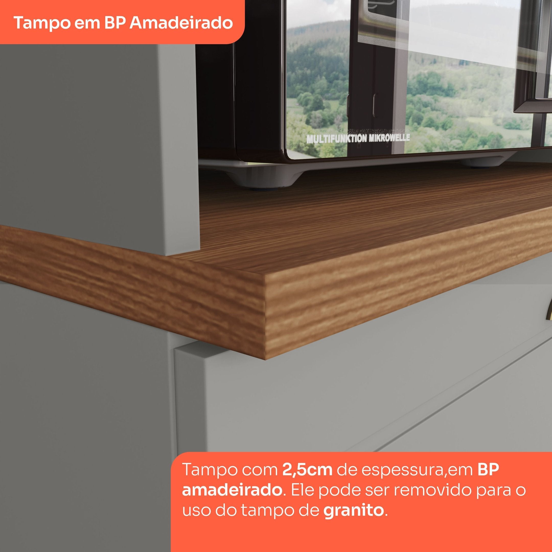 Cozinha Completa Modulada 5 Peças Emily Cinza/Nature Espresso Móveis