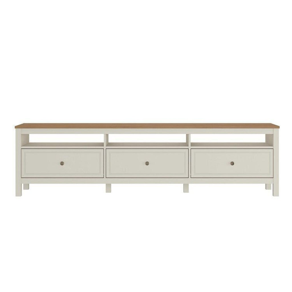 Conjunto Sala de Estar Ananda Rack e Cristaleira Madeira Maciça Off White/Mel CabeCasa MadeiraMadeira