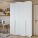 Guarda-Roupa Solteiro 4 Portas 2 Gavetas Alonzo Móveis Lopas 100% MDF Marrom Amêndoa Clean/Branco