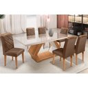 Conjunto Sala de Jantar Mesa Retangular Tampo Vidro/MDF Alvorada 180x90 com 6 Cadeiras Melissa Rufato