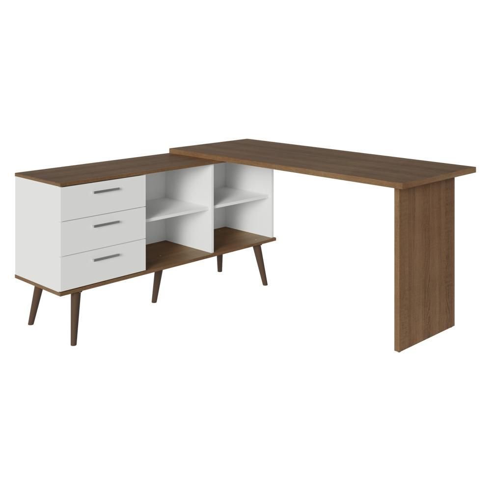 Escrivaninha em L Mesa Gamer 3 Gavetas Lisboa Madesa