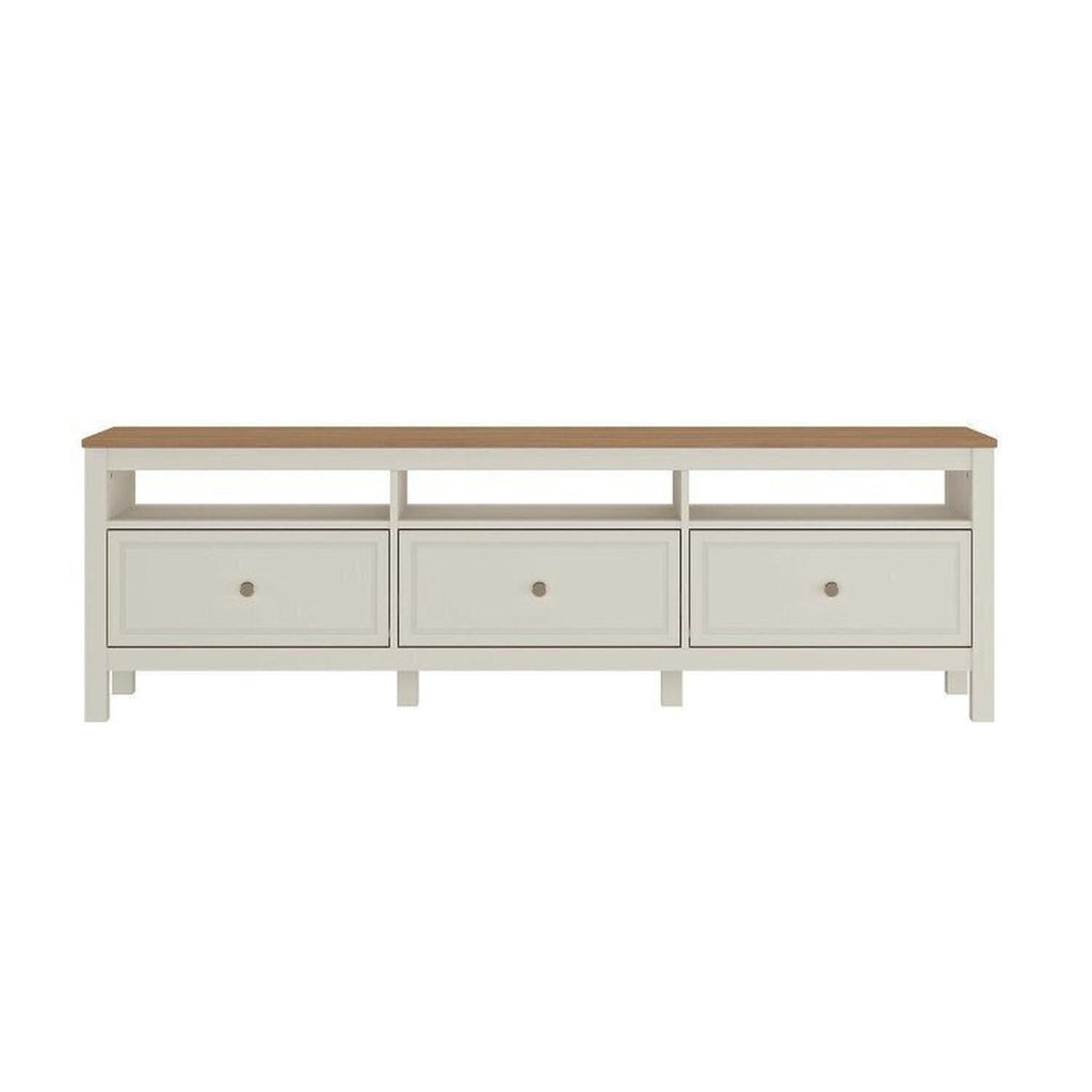 Conjunto Sala de Estar 2 Peças com Rack e Estante Ananda CabeCasa MadeiraOriginals Branco Off White/Mel
