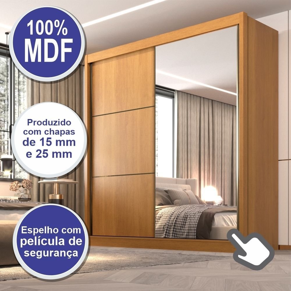 Guarda-Roupa Casal 2 Portas 6 Gavetas Coliseu D Doro 100% MDF Cinamomo/Off White