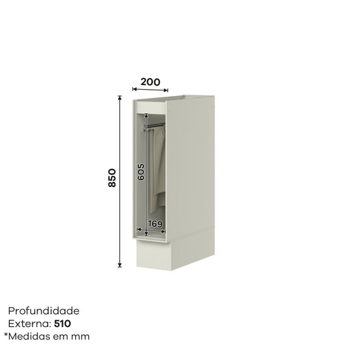 Balcão Porta Toalha 20cm Fineze Fendi II Henn MDF Natural