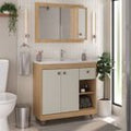 Conjunto de Banheiro Ozini Essenza 80cm 1 Porta 1 Gaveta Cuba e Espelheira