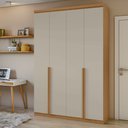 Guarda-Roupa Solteiro 4 Portas 2 Gavetas Alonzo Móveis Lopas 100% MDF Marrom Amêndoa Clean/Branco