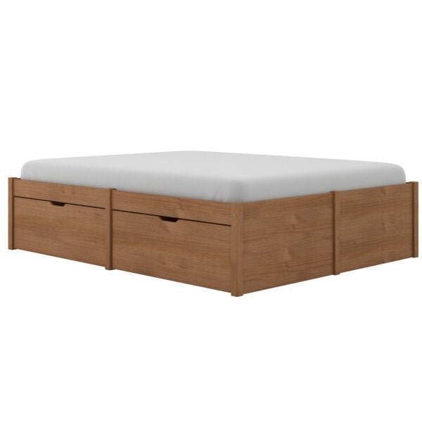 Cama Queen 4 Gavetas Madeira Maciça Beauty Espresso Móveis Marrom/Amêndoa