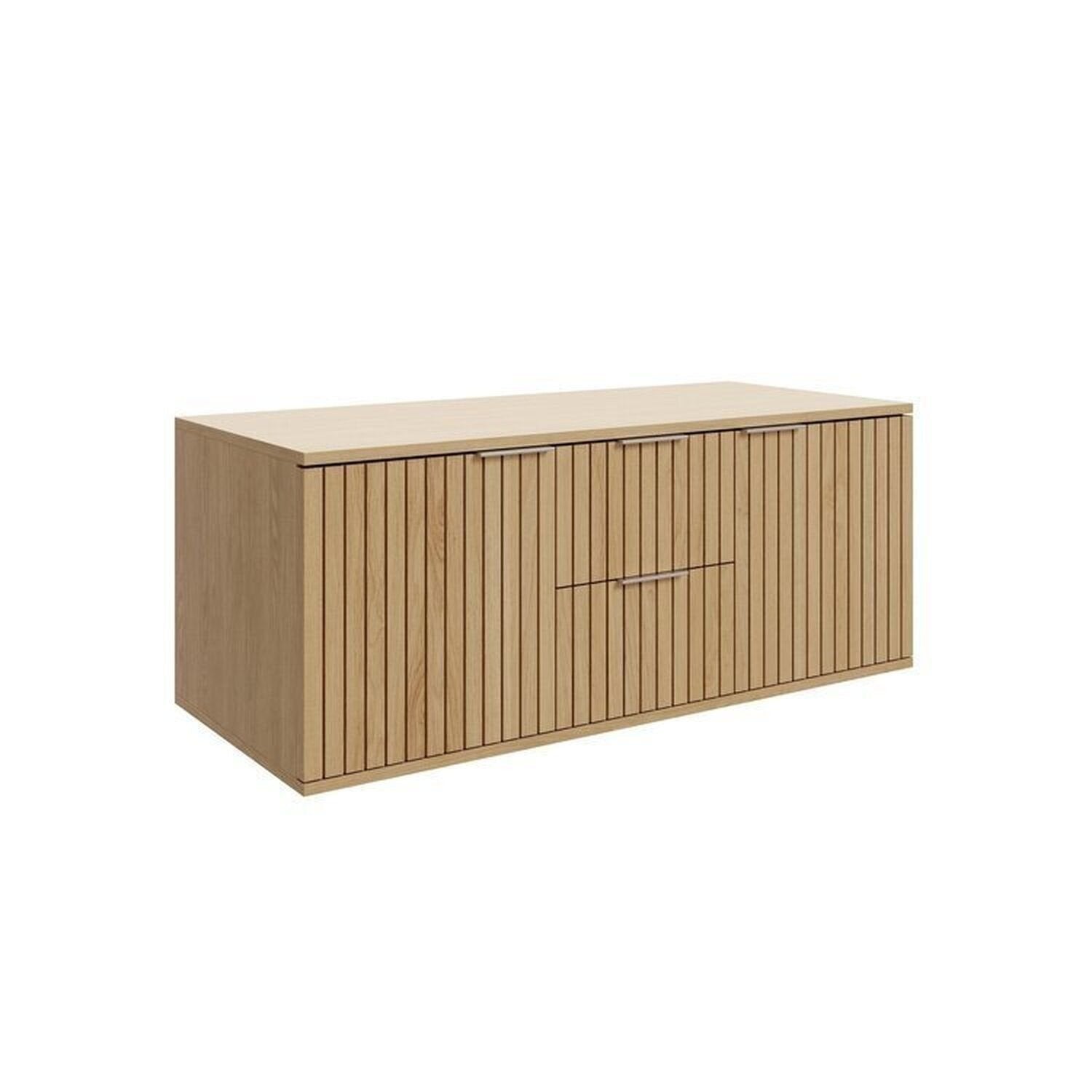Conjunto para Banheiro Bumi Ripy 100cm Cuba Esculpida Armário e Espelho Amarelo/Wood