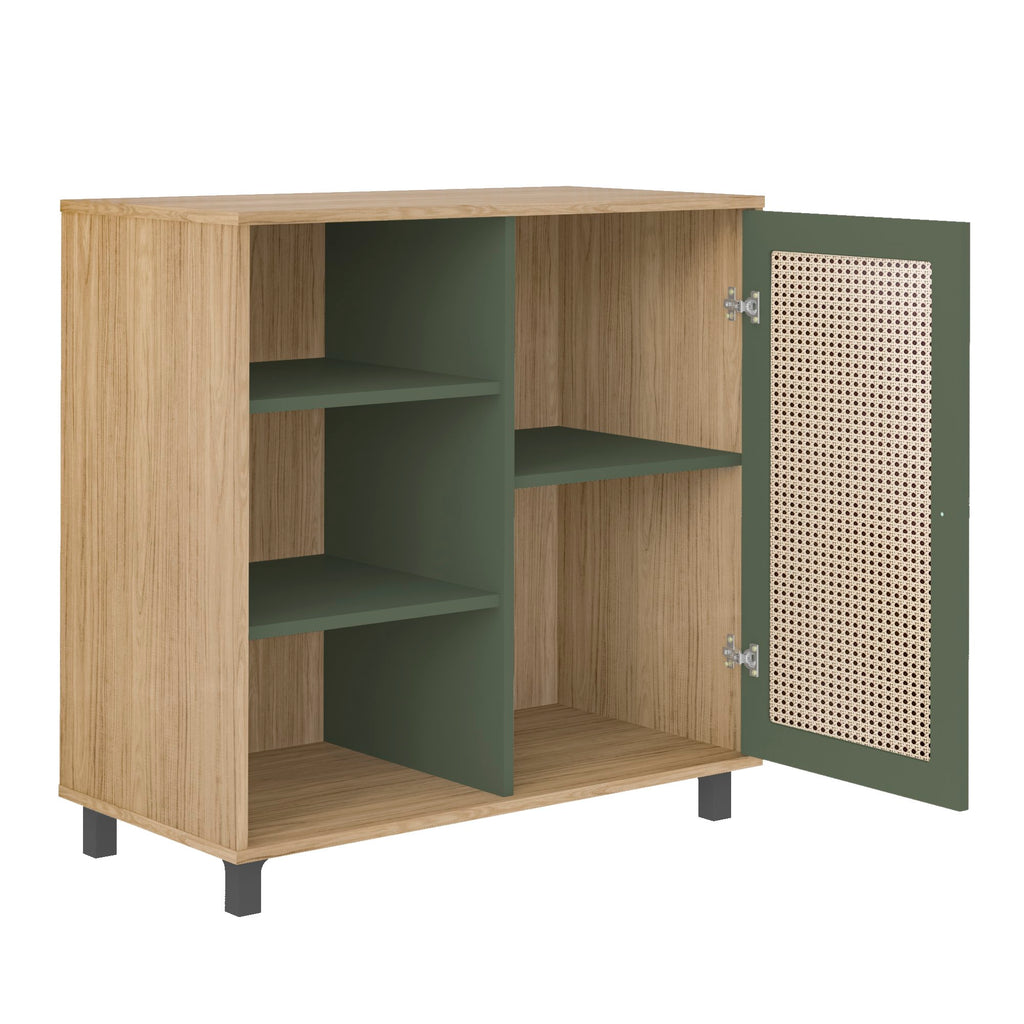 Conjunto Sala de Estar Charlotte Rack Buffet e Mesa de Apoio Artely Móveis Carvalho/Menta