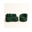 Conjunto Sala de Estar Gaia 1 Poltrona Sofá Curvo Orgânico Suede Azul Marinho MD Montanaris Decor