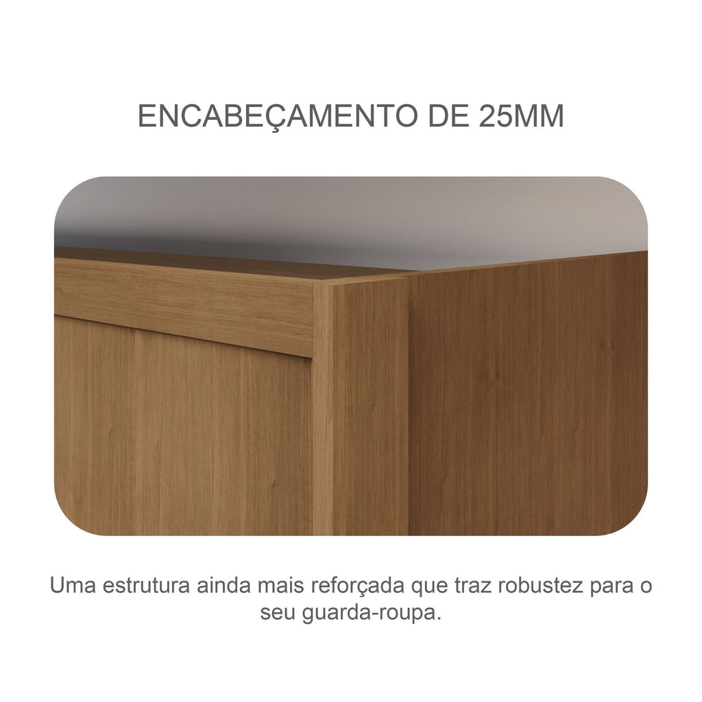 Guarda-Roupa Casal 6 Portas 6 Gavetas com Espelho Reno Novo Horizonte 100% MDF Marrom/Cumaru/Fendi