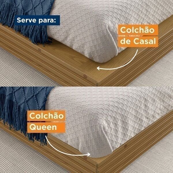 Cama Casal/Queen com Cabeceira e Mesa de Apoio Samambaia CabeCasa MadeiraOriginals