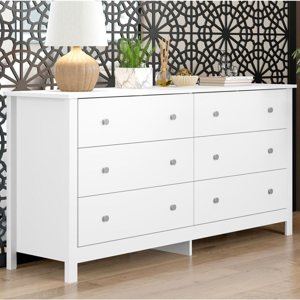 Cômoda para Quarto 6 Gavetas 149,8cm x 72,8cm Branco Ditália Móveis