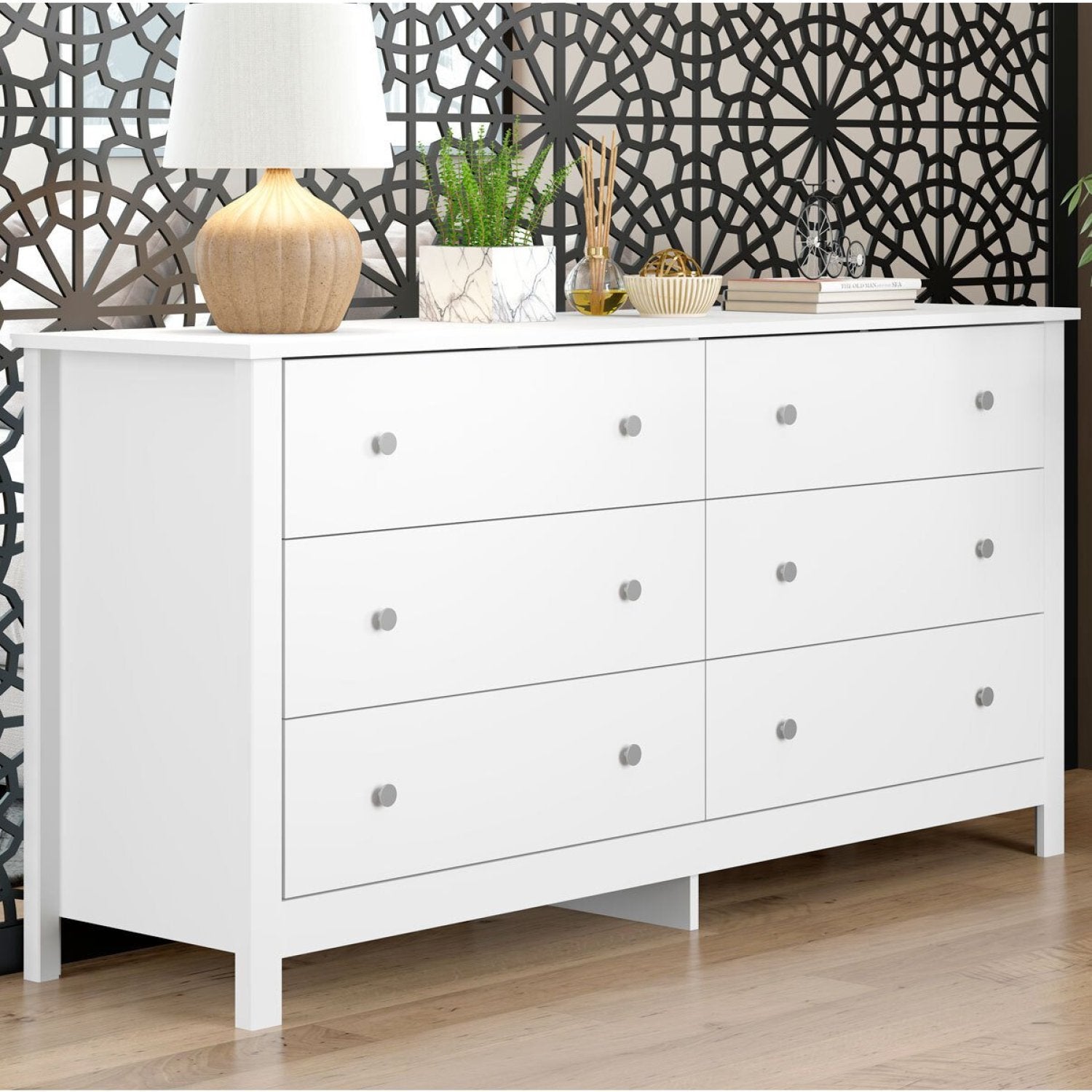Cômoda para Quarto 6 Gavetas 149,8cm x 72,8cm Branco Ditália Móveis