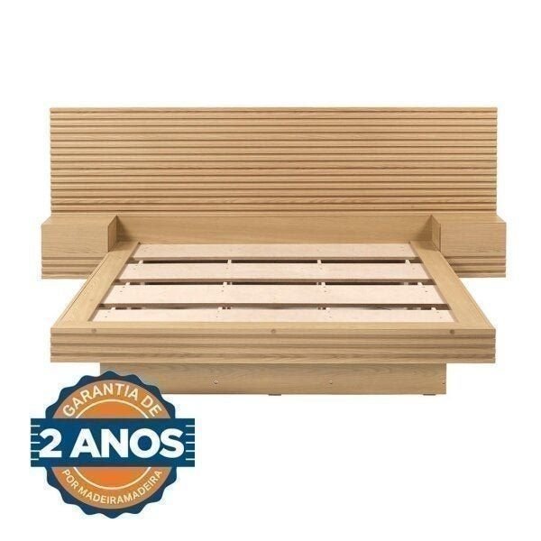 Cama Casal/Queen com Cabeceira e Mesa de Apoio Samambaia CabeCasa MadeiraOriginals