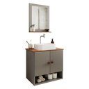Conjunto de Banheiro Deli 2 Portas com Cuba Oxford e Espelheira Loja DoceLar Branco Carrara/Nature