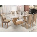 Conjunto Sala de Jantar Mesa Retangular Tampo Vidro/MDF Alvorada 180x90 com 6 Cadeiras Melissa Rufato