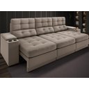 Sofá com Porta Copos e Carregador USB Eureka Velosuede Assento Retrátil e Reclinável NETSOFAS