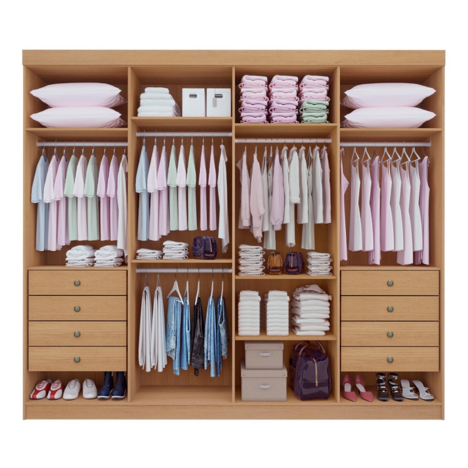 Guarda-Roupa Casal 8 Portas Império D Doro 100% MDF Cinamomo/Off White