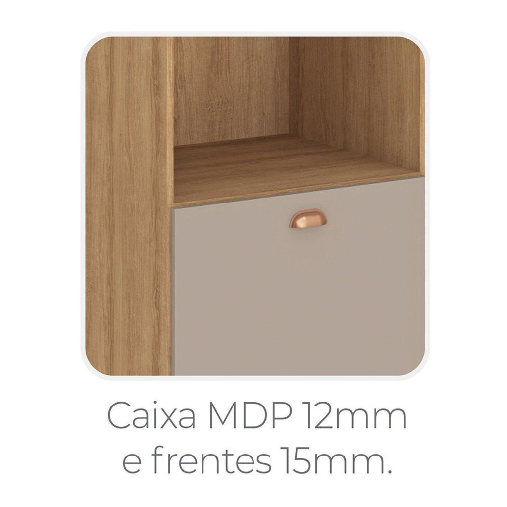Cozinha Completa Modulada Marti Yescasa 5 Peças Torre Quente Balcão Pia Aéreo Mel/Fendi Cinza