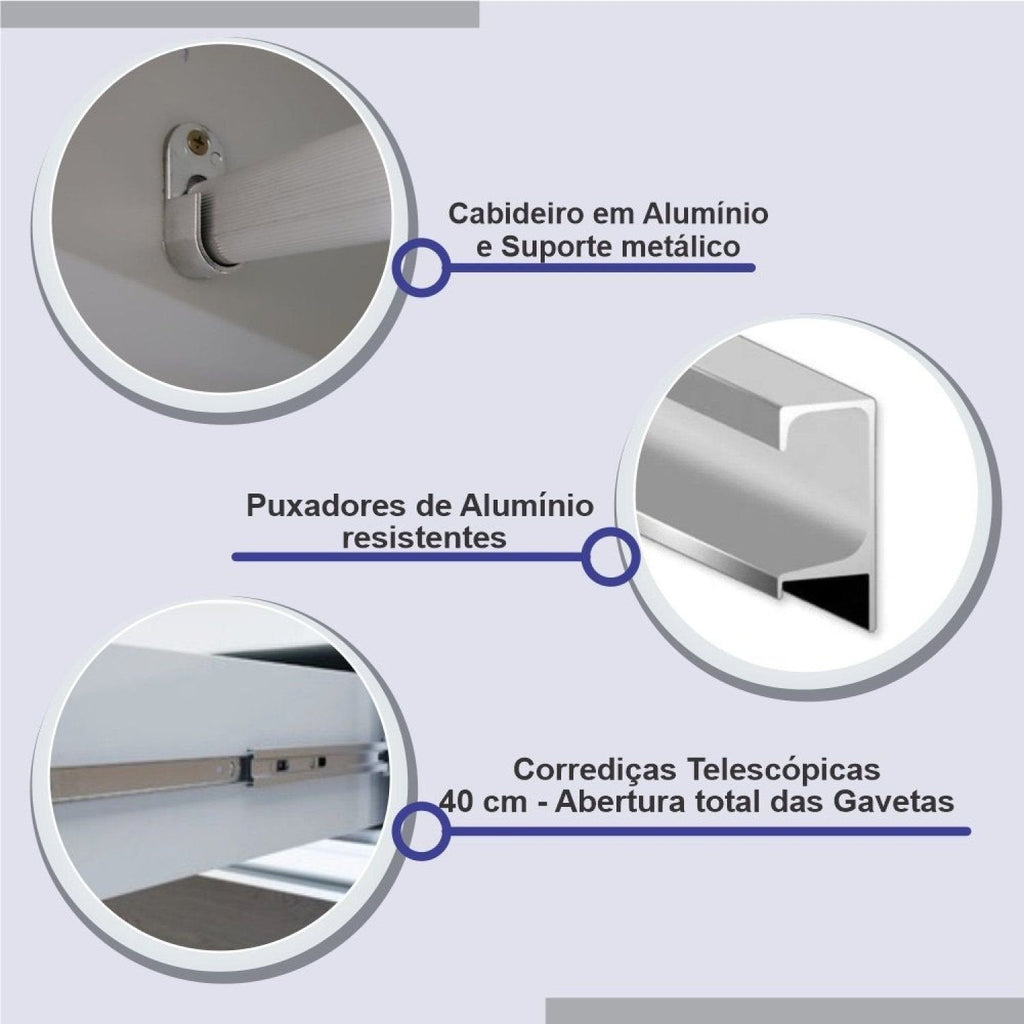 Guarda-Roupa Casal Coliseu 2 Portas 6 Gavetas 100% MDF D Doro