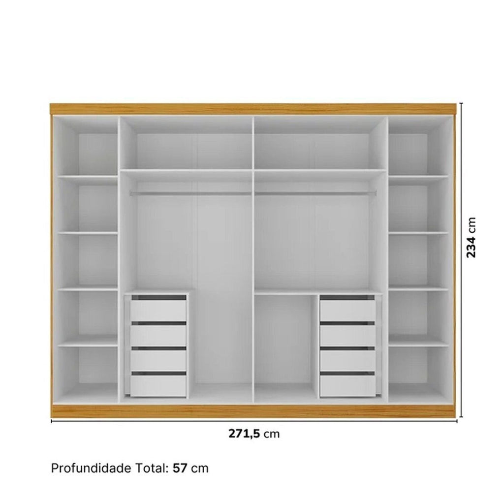 Guarda-Roupa Casal 6 Portas 8 Gavetas Reflecta Cumaru Yescasa 100% MDF Marrom/Marrom