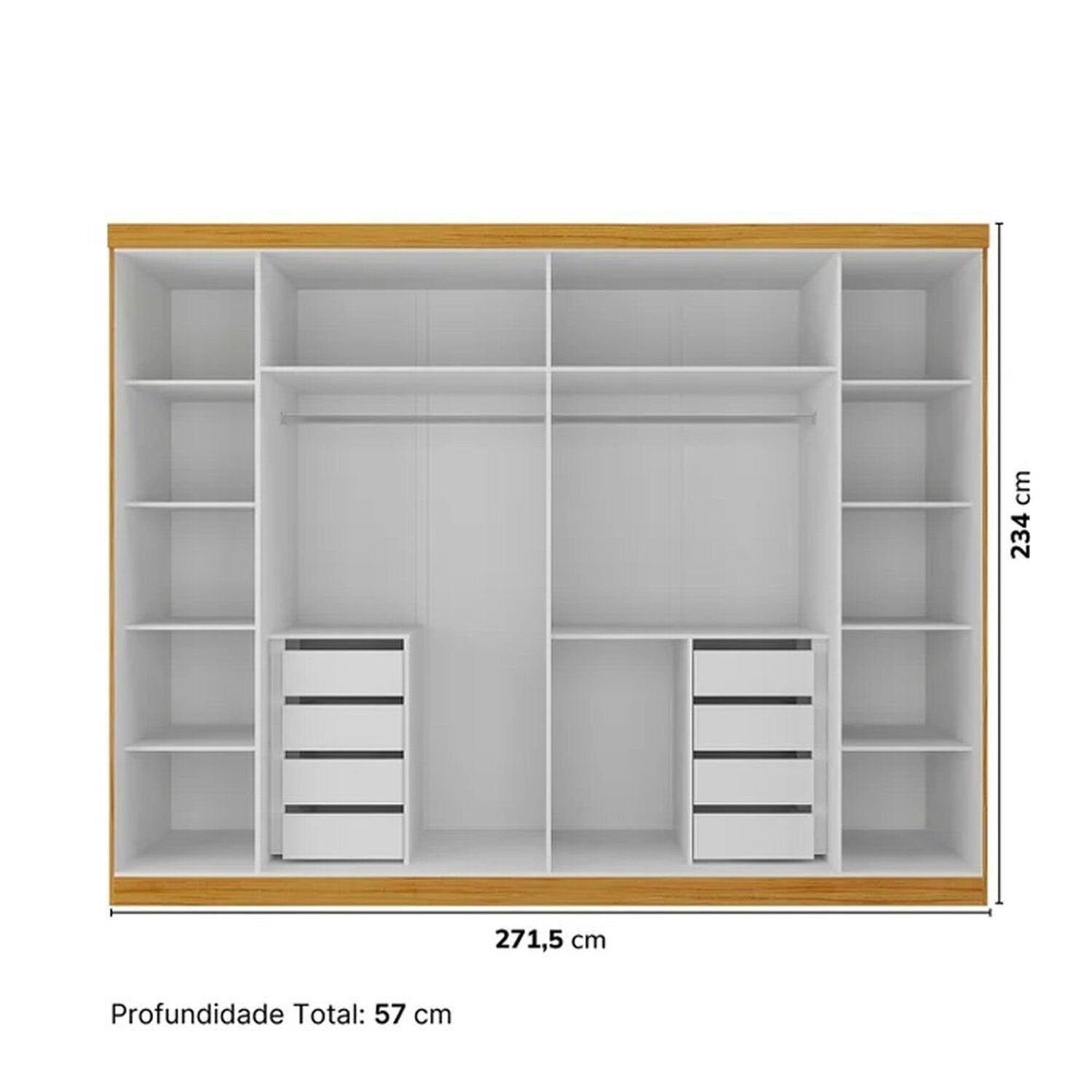 Guarda-Roupa Casal 6 Portas 8 Gavetas Reflecta Cumaru Yescasa 100% MDF Marrom/Marrom