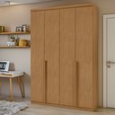 Guarda-Roupa Solteiro 4 Portas 2 Gavetas Alonzo Móveis Lopas 100% MDF Marrom Amêndoa Clean/Branco