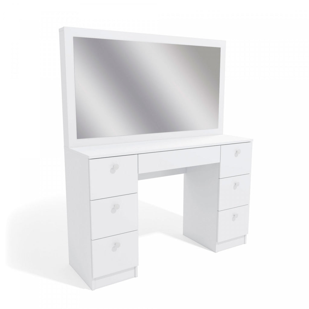 Penteadeira Espelhada 7 Gavetas 117,7cm x 142,5cm Ditália Móveis Branco