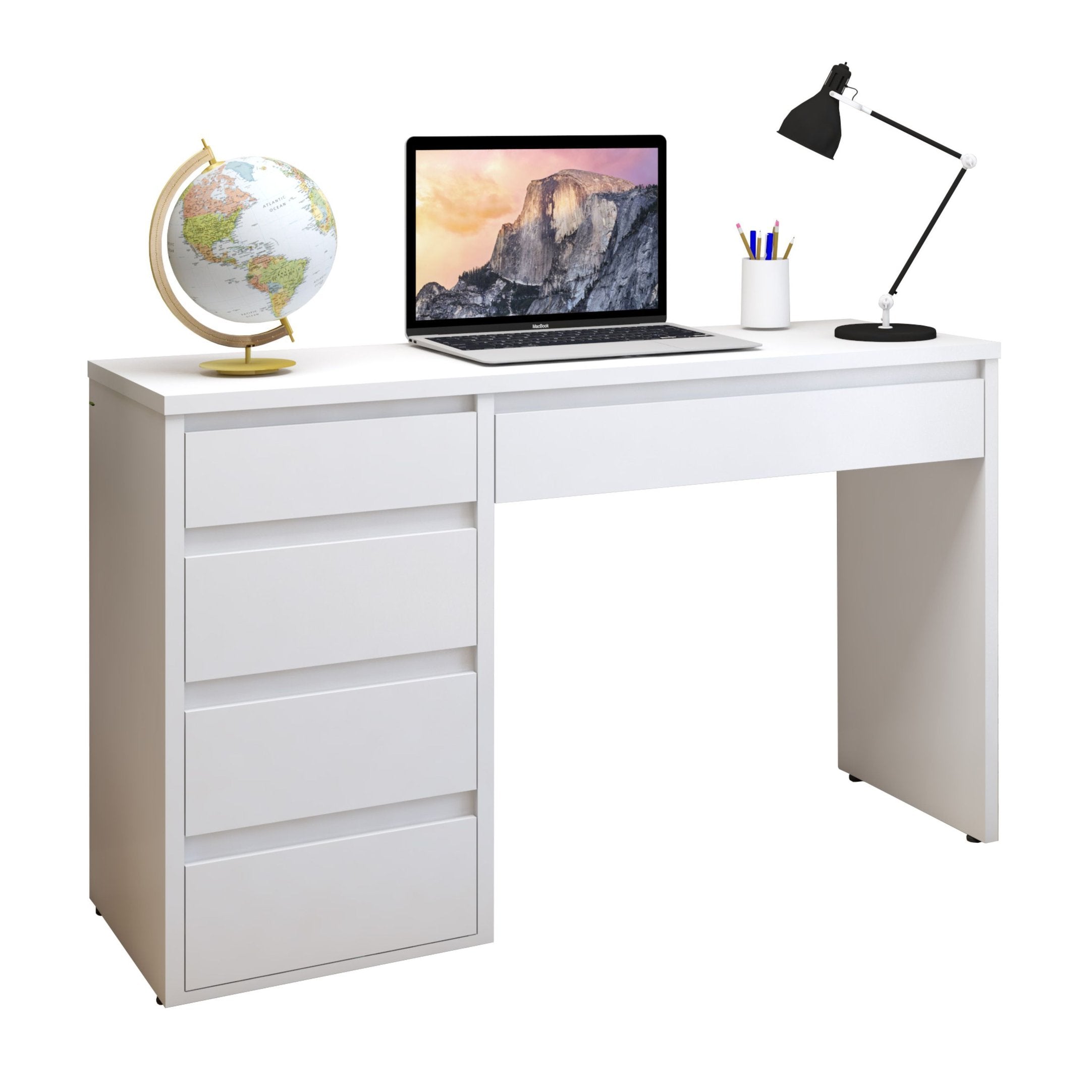 Escrivaninha 100% MDF Berlim 5 Gavetas 136cm Yescasa