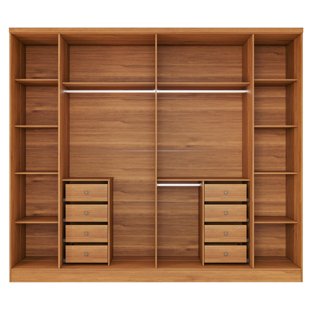 Guarda-Roupa Casal 6 Portas 8 Gavetas Portugal Yescasa 100% MDP/MDF Marrom/Cinamomo/Off White