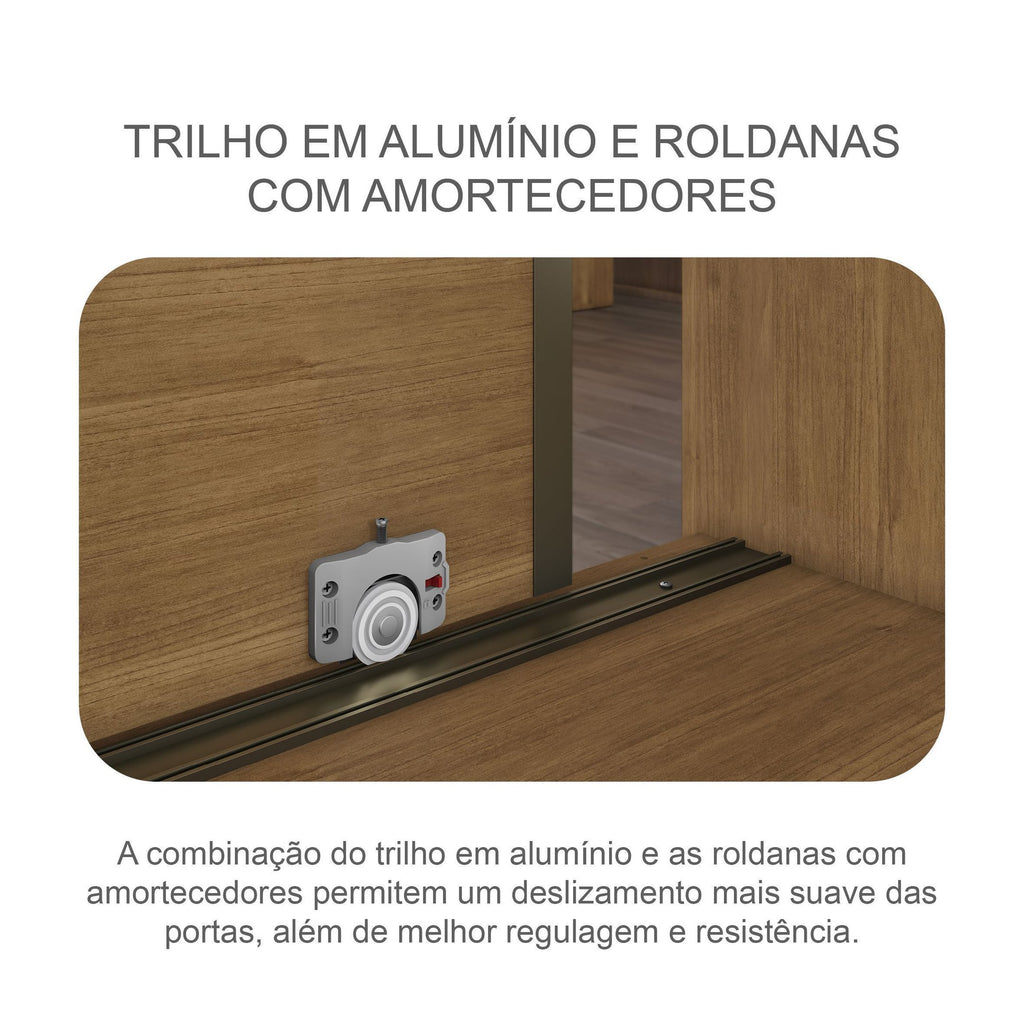Guarda-Roupa Casal 3 Portas 6 Gavetas com Espelho Vegas Novo Horizonte 100% MDF Branco
