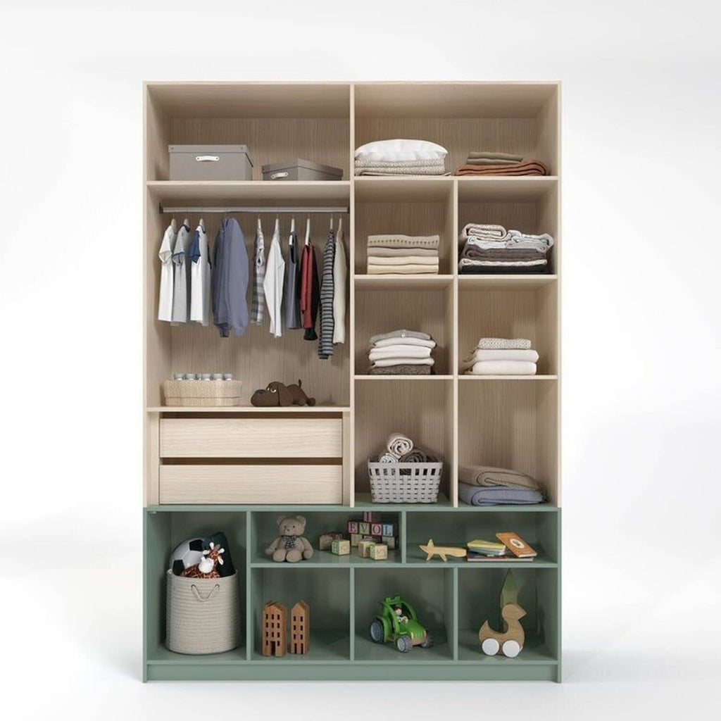 Quarto Infantil Completo Guarda-Roupa Curió Bicama Escrivaninha Estante Petit Verde/Mel Casatema