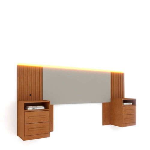 Cabeceira Box Casal Ripado com LED Yescasa