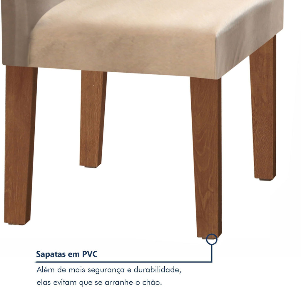 Conjunto Sala de Jantar Mesa Retangular Tampo Vidro/MDF com 6 Cadeiras Espanha Yescasa