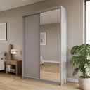 Guarda-Roupa Solteiro 2 Portas 1 Espelho 100% MDF Geneve RR Móveis Branco