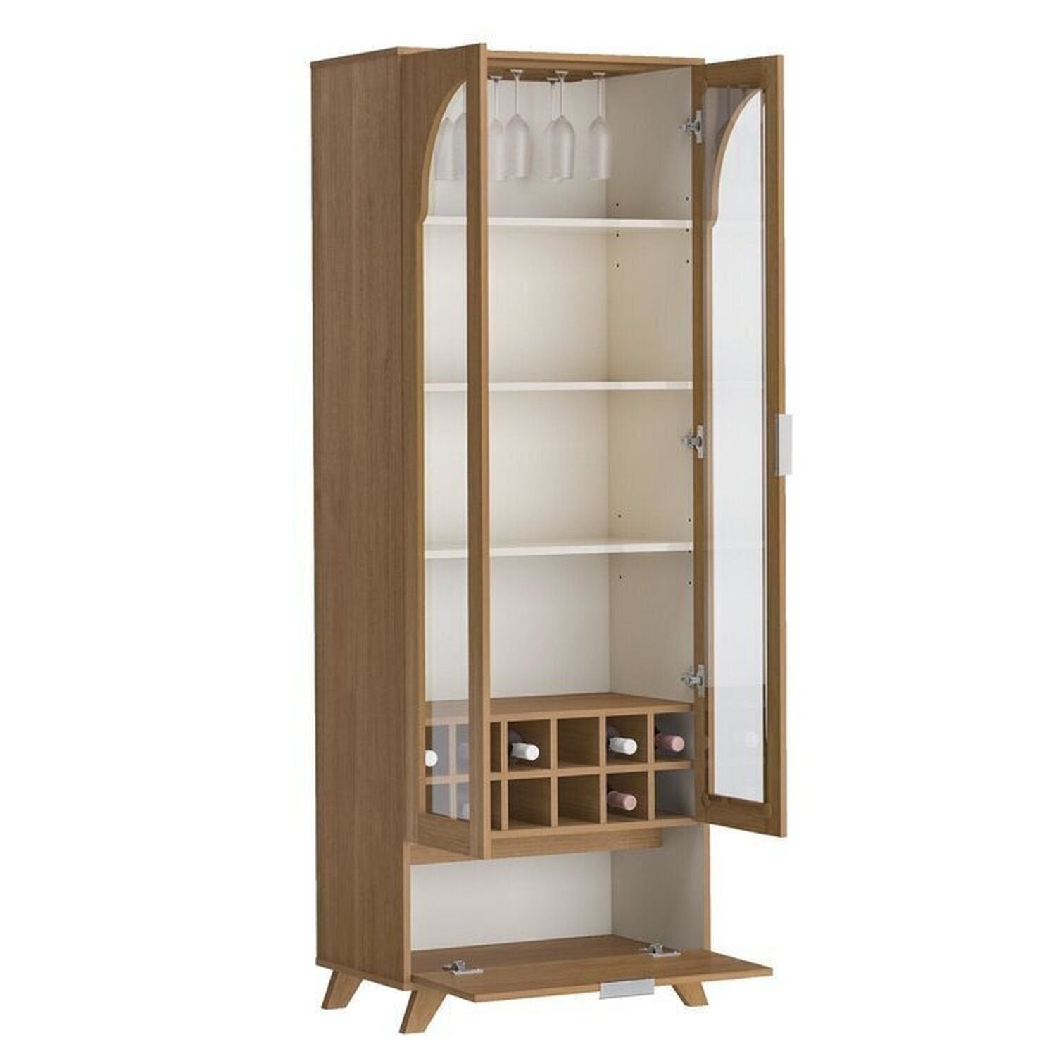 Conjunto Sala de Estar Rack e Cristaleira e Mesa de Centro Murano Marrom Espresso Móveis