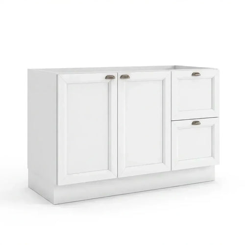 Balcão para Pia 2 Portas 2 Gavetas 120cm sem Tampo Unna Yescasa Branco