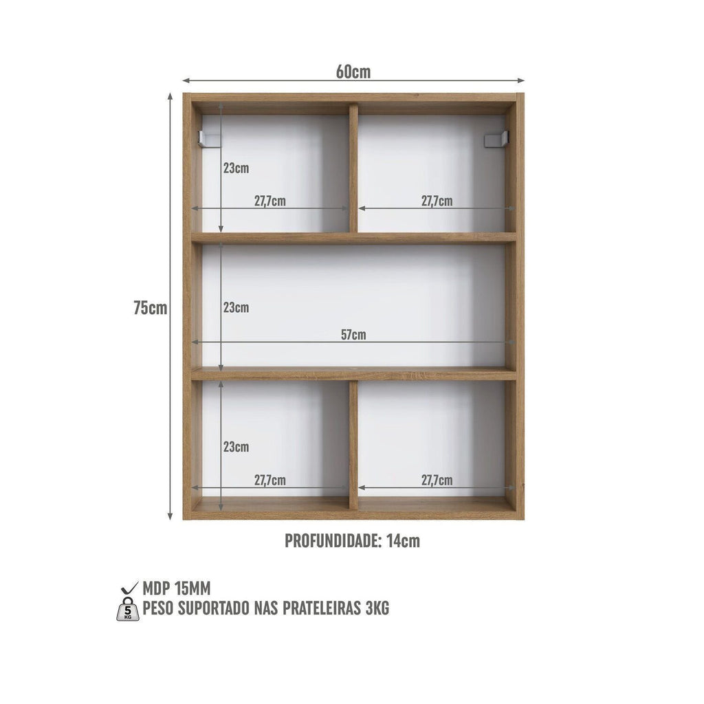 Conjunto para Banheiro Modulado Yescasa 156cm 5 Peças Cuba LED Bege/Mel/Arenas