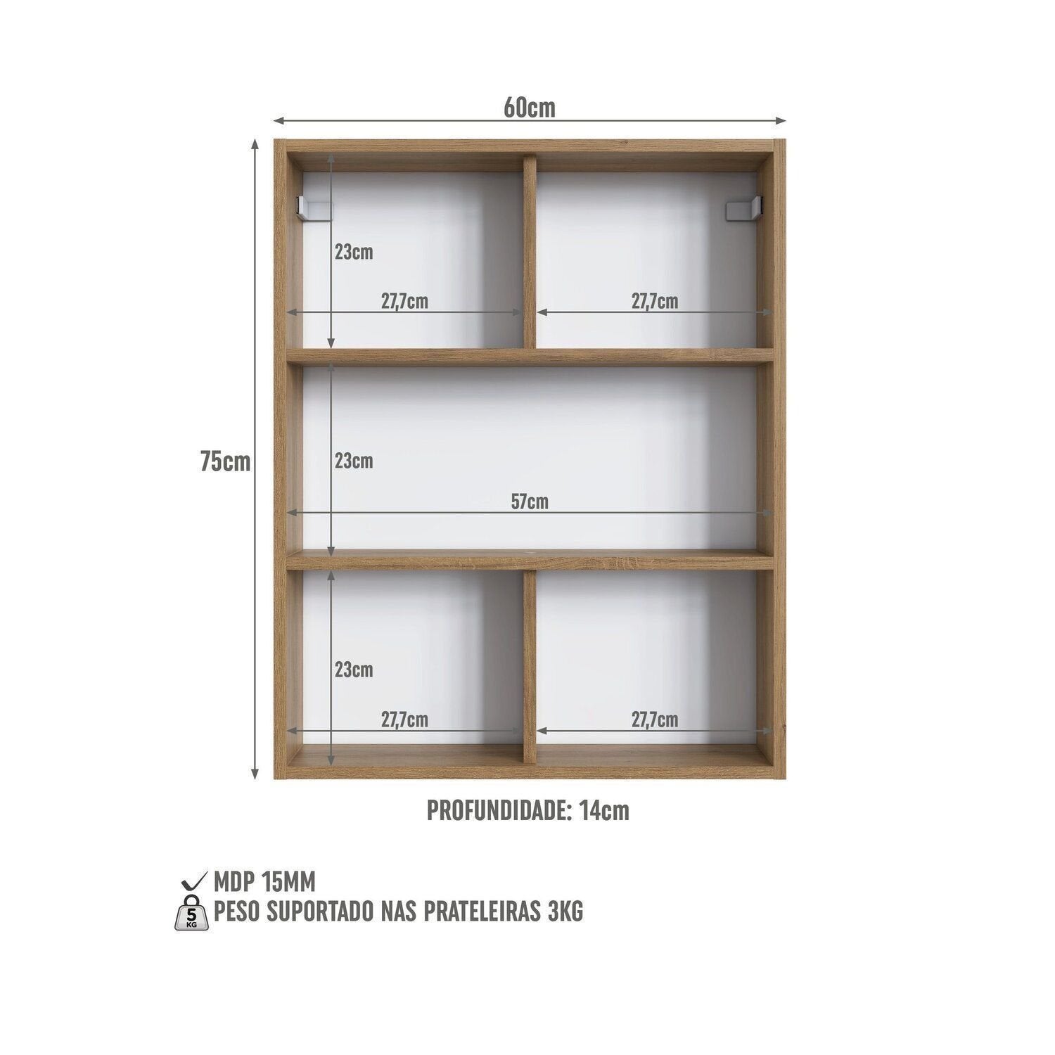 Conjunto para Banheiro Modulado Yescasa 156cm 5 Peças Cuba LED Bege/Mel/Arenas