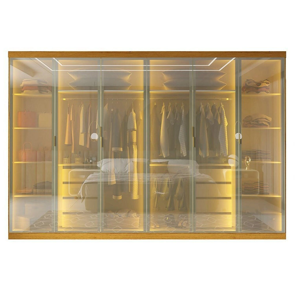 Guarda-Roupa Casal 6 Portas Reflecta Cumaru Yescasa 100% MDF Marrom/Marrome