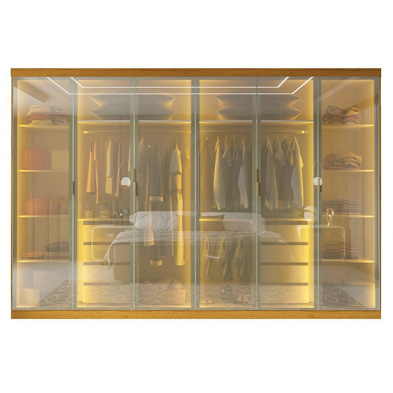 Guarda-Roupa Casal 6 Portas Reflecta Cumaru Yescasa 100% MDF Marrom/Marrome