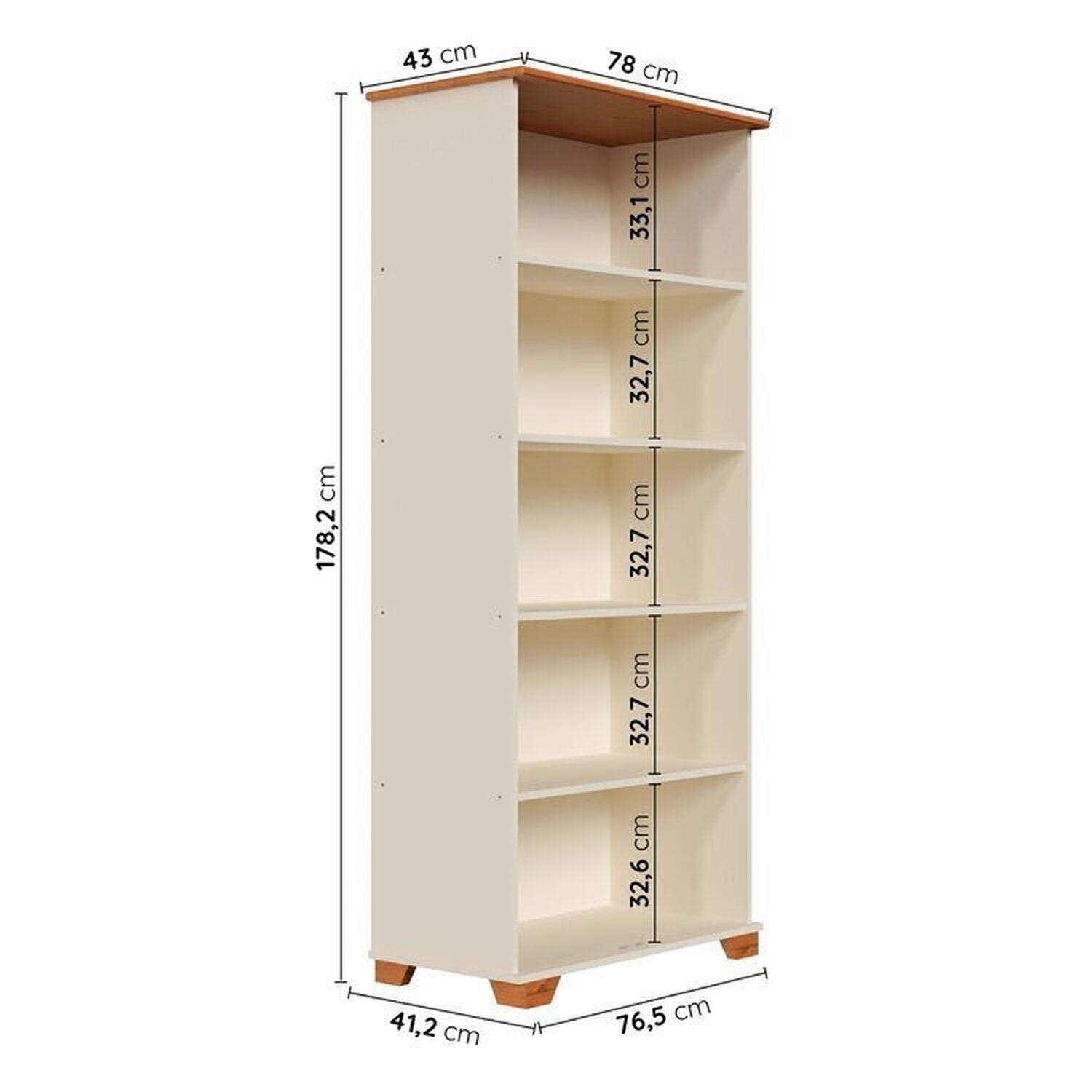 Conjunto Sala Ananda Rack e Armário Madeira Maciça Off White/Mel CabeCasa MadeiraMadeira