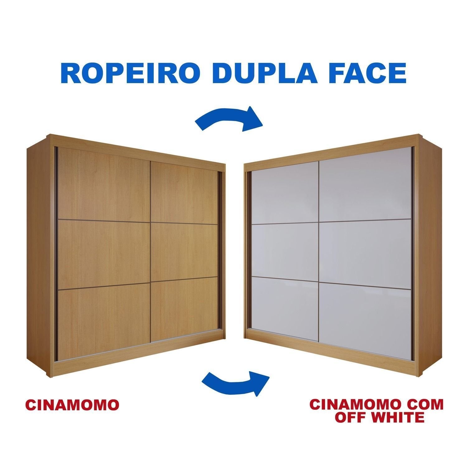 Guarda-Roupa Casal 2 Portas 6 Gavetas Hawai D Doro MDF Marrom/Cinamomo/Off White