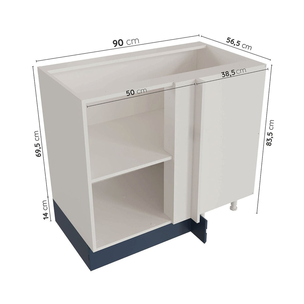 Balcão de Canto Reto sem Tampo 1 Porta Arizona CabeCasa Azul/Branco