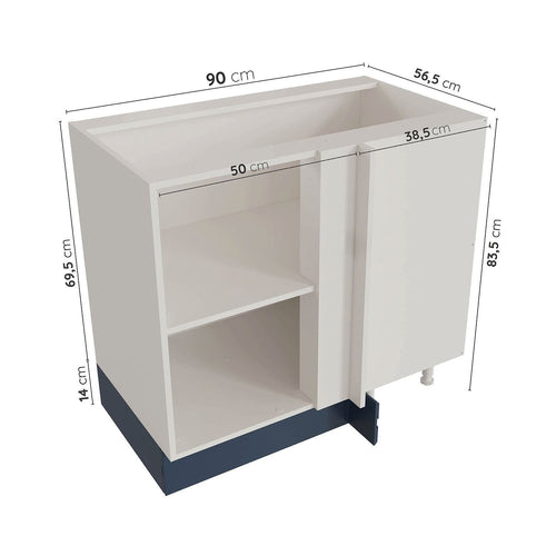 Balcão de Canto Reto sem Tampo 1 Porta Arizona CabeCasa Azul/Branco