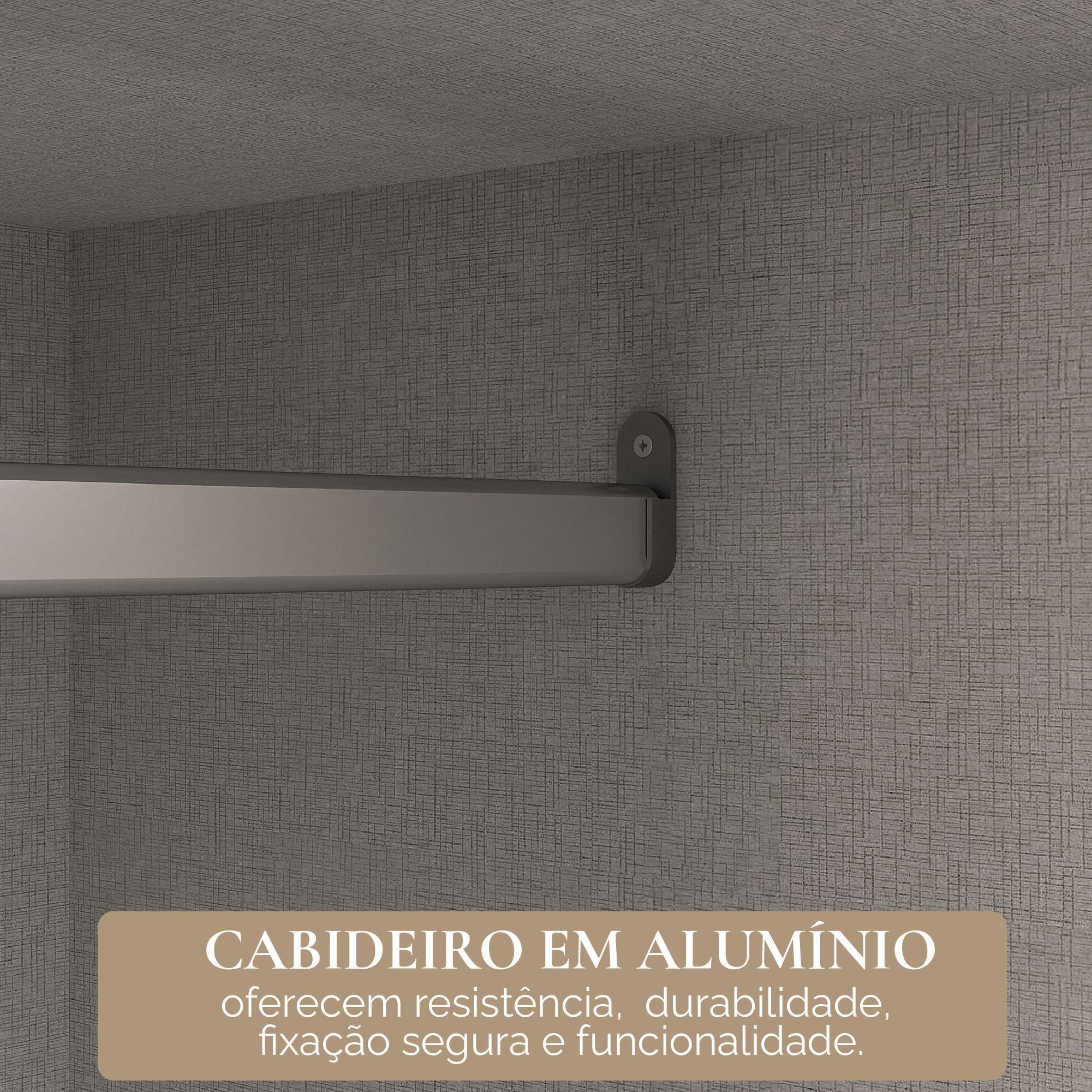 Guarda-Roupa Casal 3 Portas de Correr 6 Gavetas Spazio Yescasa 100% MDF Off White/Cinamomo