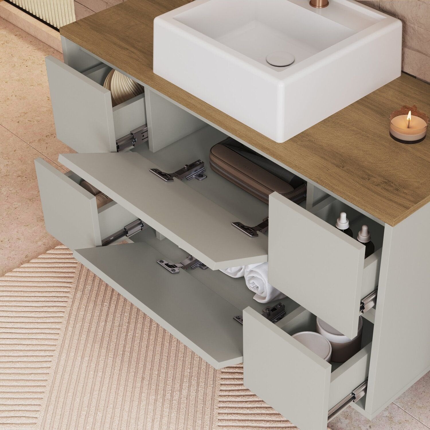 Conjunto para Banheiro Art in Móveis Berlin Modulado 176cm 4 Peças Cuba e Gabinete Suspenso Arenas