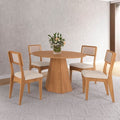 Conjunto Sala de Jantar Mesa Lisboa Hexagonal Freijó com 4 Cadeiras Palha Sintética 100% MDF Dalla Costa TM80 CA39